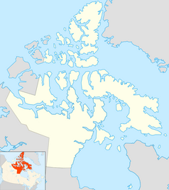 Mapa konturowa Nunavut, w centrum znajduje się punkt z opisem „Somerset”