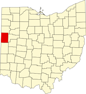 Map of Ohio highlighting Mercer County