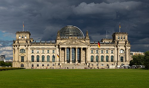 Reichstag building, seen from west, Berlin, Germany