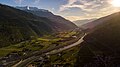 Pohled z údolí Rhôny směrem do horního Valais