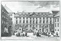 Pohled na Albrechtův palác, Vídeň, kolem 1726