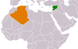 Map indicating locations of Syria and Algeria
