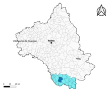 Belmont-sur-Rance dans l'intercommunalité en 2020.