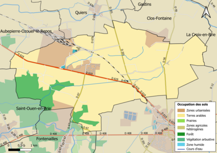 Carte des infrastructures et de l'occupation des sols en 2018 (CLC) de la commune.