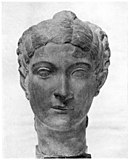 'n Antieke Romeinse kopbeeld uit 50-30 v.C., (nou in die Britse Museum, Londen).