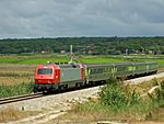 CP's 5600 Series (19 units) are responsible for all Intercity services. Four sold and five leased to Medway for freight use. One is here seen on the Linha do Sul, near Alcácer do Sal.