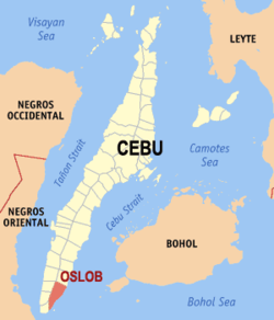 Mapa ning Cebu ampong Oslob ilage