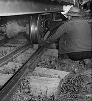 Re-railing a Goose after a derailment.