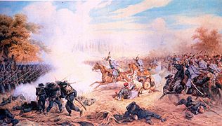 Juliusz Kossak, Le 13e régiment austro-hongrois attaquant les bersagliers durant la bataille de Custozza en 1866 (1868).