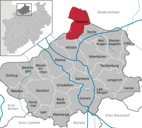 Poziția Hopsten pe harta districtului Steinfurt