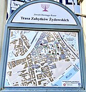 Plaque illustrating the Jewish Heritage Route in Kazimierz of Kraków