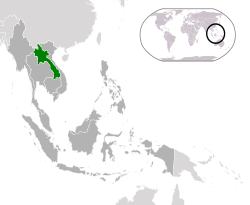 Lokasion ti  Laos  (berde) idiay ASEAN  (nangisit a kolordapo)  —  [Leyenda]