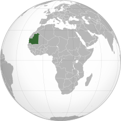 Location of Mauritania (green) in Africa