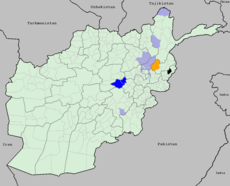   Teritorijos, kontroliuojamos Talibano   Teritorijos, kontroliuojamos NRF   Teritorijos, kontroliuojamos vietinių pajėgų arba nepriklausomų karo vadų
