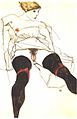 埃貢·席勒《黑色絲襪的女人》1913年