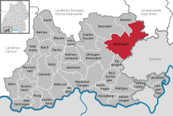 Elhelyezkedése Baden-Württemberg térképén