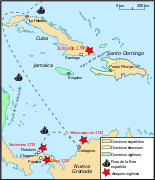 El Caribe durante la guerra del Asiento (1739-1748).