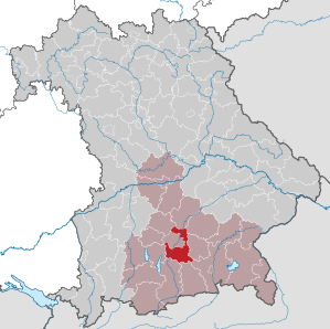 Beliggenheden af Landkreis München i Bayern (klikbart kort)