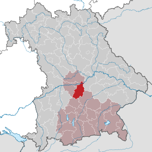 Beliggenheden af Landkreis Pfaffenhofen an der Ilm i Bayern (klikbart kort)