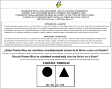 Bulletin de vote référendum Porto Rico 2020.png