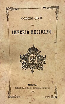 Codigo Civil Imperio Mejicano, 1866.