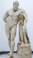 Hèrcules Farnese, còpia en marbre de l'original de Lisip, Museu Arqueològic Nacional de Nàpols. Alçada 317 cm.