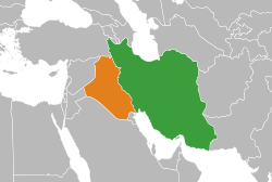Map indicating locations of Iran and Iraq