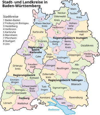 Distrikt och distriktfria städer i Baden-Württemberg