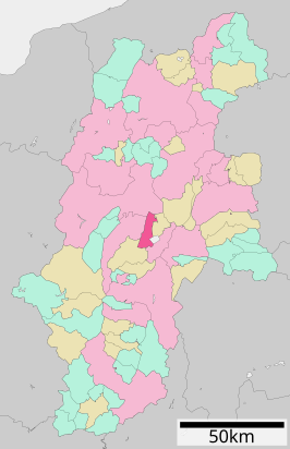 Situering van Okaya in de prefectuur Nagano