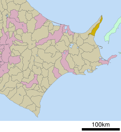 Location of Rausu in Hokkaido (Nemuro Subprefecture)