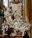 Религия изгоняет Ересь. 1695—1698. Церковь Иль-Джезу. Капелла Святого Игнатия, Рим