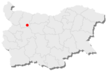 Karte von Bulgarien, Position von Roman hervorgehoben