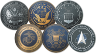 Sceaux des six branches des Forces armées des États-Unis.