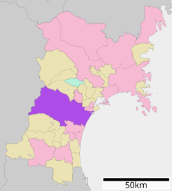 Sendai'nin Miyagi prefektörlüğündeki konumu