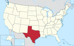 Karta över USA med Texas markerad