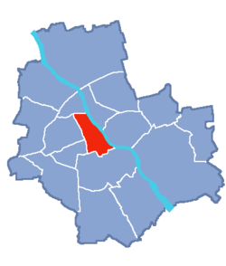 Location of Śródmieście within Warsaw