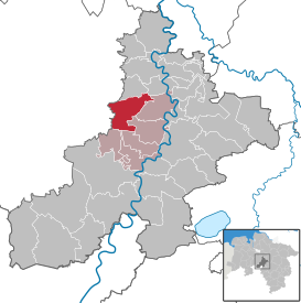 Beliggenhed af kommunerne i Landkreis Nienburg/Weser (klikbart kort)