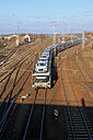 Rangierbereich des Bahnhofs Falkenberg (Elster) mit Autotransportzug