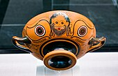Fig. 16. Bearded snake-haired gorgoneion; kylix eye-cup, Munich, Staatliche Antikensammlungen 2027 (second half of the sixth century BC)[86]