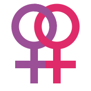 Dos símbolos femeninos enlazados forman el símbolo lésbico.