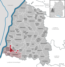 Elhelyezkedése Baden-Württemberg térképén