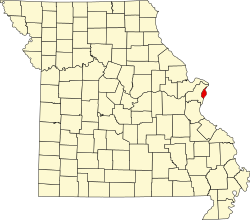 ミズーリ州内のセントルイスの位置の位置図