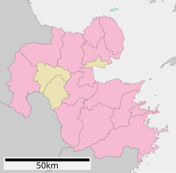 庄内町北大津留の位置（大分県内）