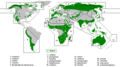 English: Distribution map - breeding ranges of subspecies العربية: خريطة الإنتشار - مواطن التفريخ عند السلالات المختلفة