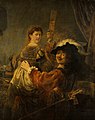 I Rembrandts «Rembrandt og Saskia» fra rundt 1635 er flere steder blitt overmalt og lerretet har blitt beskåret.