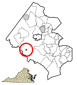 Location of Clifton in Fairfax County (top) and Virginia (below)