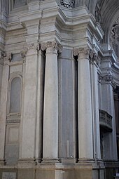 Baroque Ionic columns in the Santi Luca e Martina, Rome, by Pietro da Cortona, 1634-1669[5]