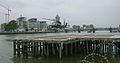 Image 1Helicopter landing at London Heliport, a jetty constructed in the River Thames in Battersea.