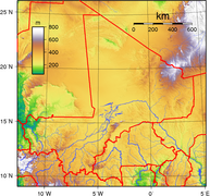 Гіпсометрична карта Малі