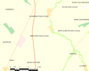 Poziția localității Breuvery-sur-Coole